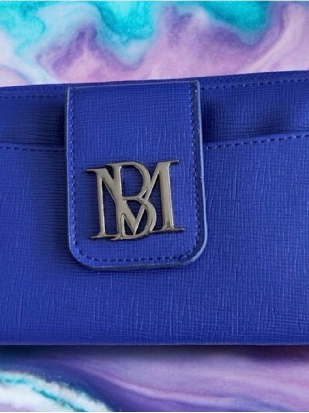 Badgley Mischka Royal Blue MB Monogram Wallet Clutch
